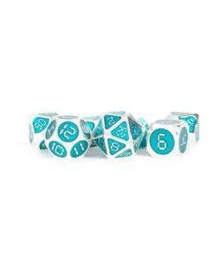 Polyhedral Metal Set: Silver And Teal Digital