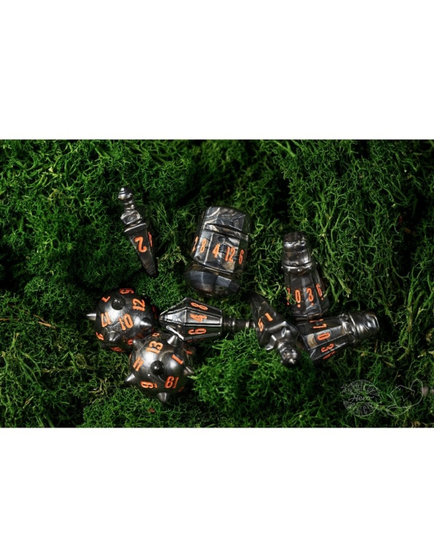 PolyHero Warrior 8 Dice Set: Steel Grey 5 PolyHero Warrior 8 Dice Set: Steel Grey - Image 3