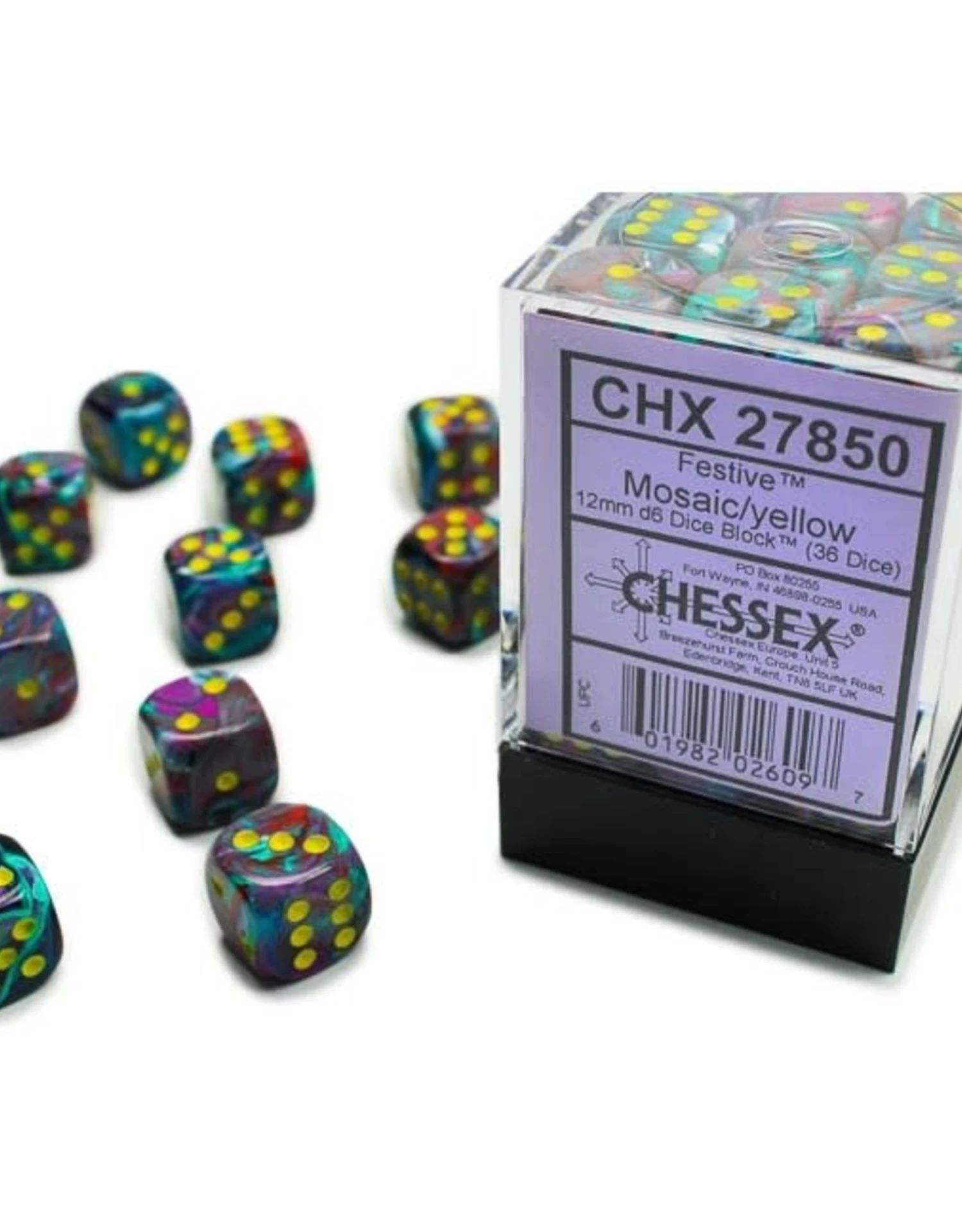 (S/O) 12mm D6 Dice Block: Festive Mosaic W/Yellow 3 (S/O) 12mm D6 Dice Block: Festive Mosaic W/Yellow