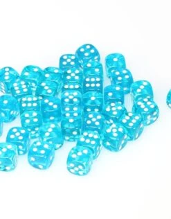 (S/O) 12mm D6 Dice Block: Translucent Teal/White